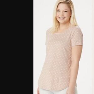 NWOT Isaac Mizrahi! Short-Sleeve Knit dot Top | Size XXS